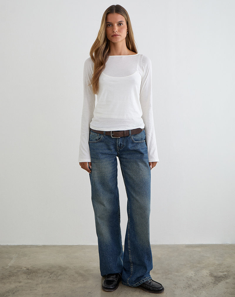 Afbeelding van Levon-top met lange mouwen in jersey, gebroken wit