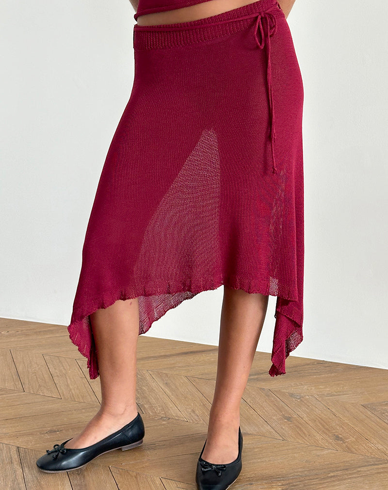 Afbeelding van Leysa Midi rok in Sheer Knit Rood