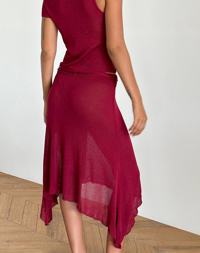 Afbeelding van Leysa Midi rok in Sheer Knit Rood