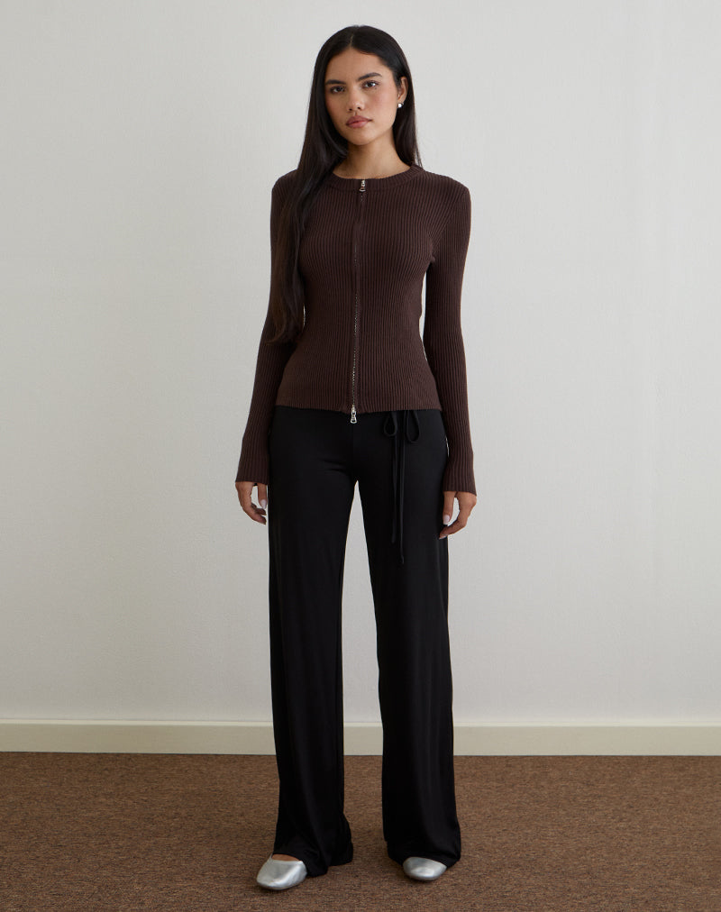 Afbeelding van Liano Rits Vest in ribtricot Bruin