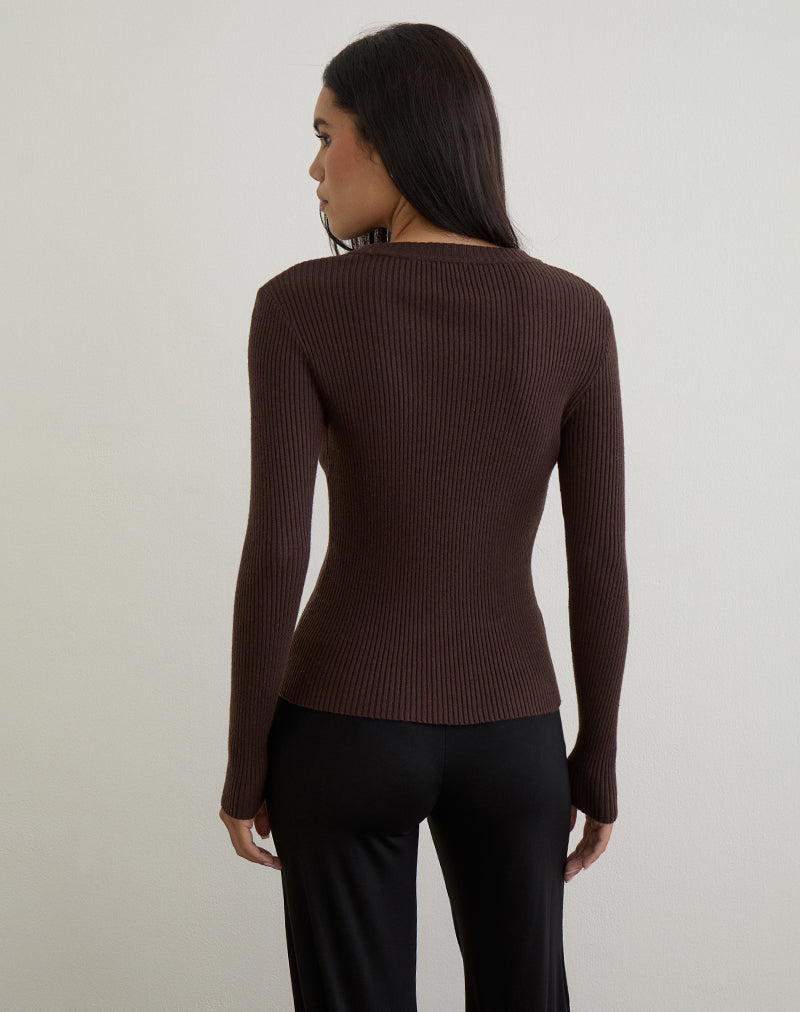 Afbeelding van Liano Rits Vest in ribtricot Bruin