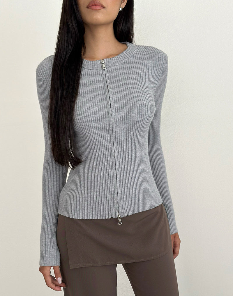 Afbeelding van Liano Rits Vest in ribtricot Grijs