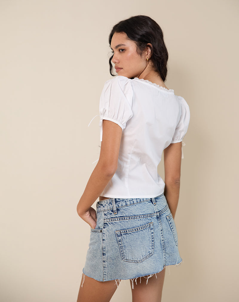 Afbeelding van Lias Pofmouwblouse in Wit