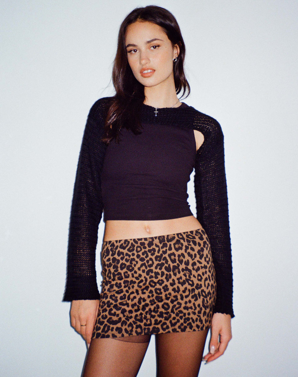 Lidya minirok in Leopard Daze Bruin