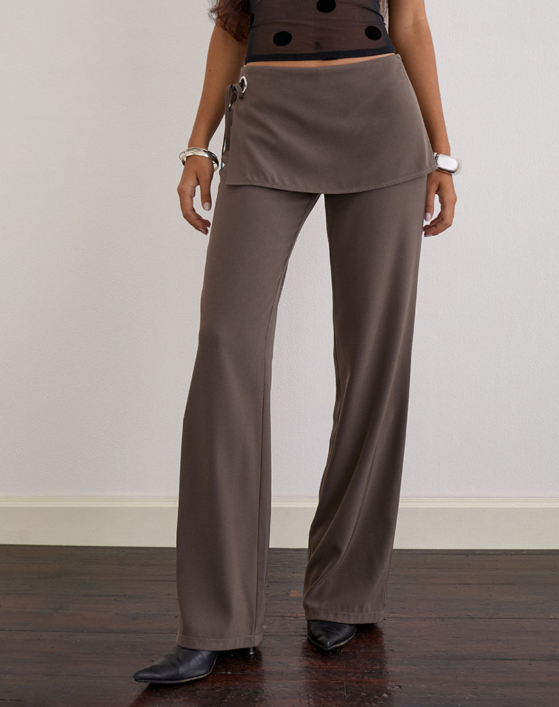Elka Wrap Trouser in Tailoring Truffle