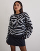 Afbeelding van Liliana Cardigan in Knit Big Zebra Black en Grey