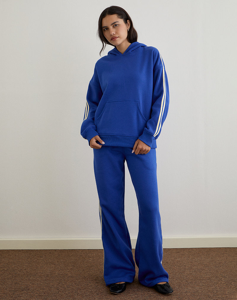 Lingwu Hoodie in kobaltblauw met karnemelkbinding