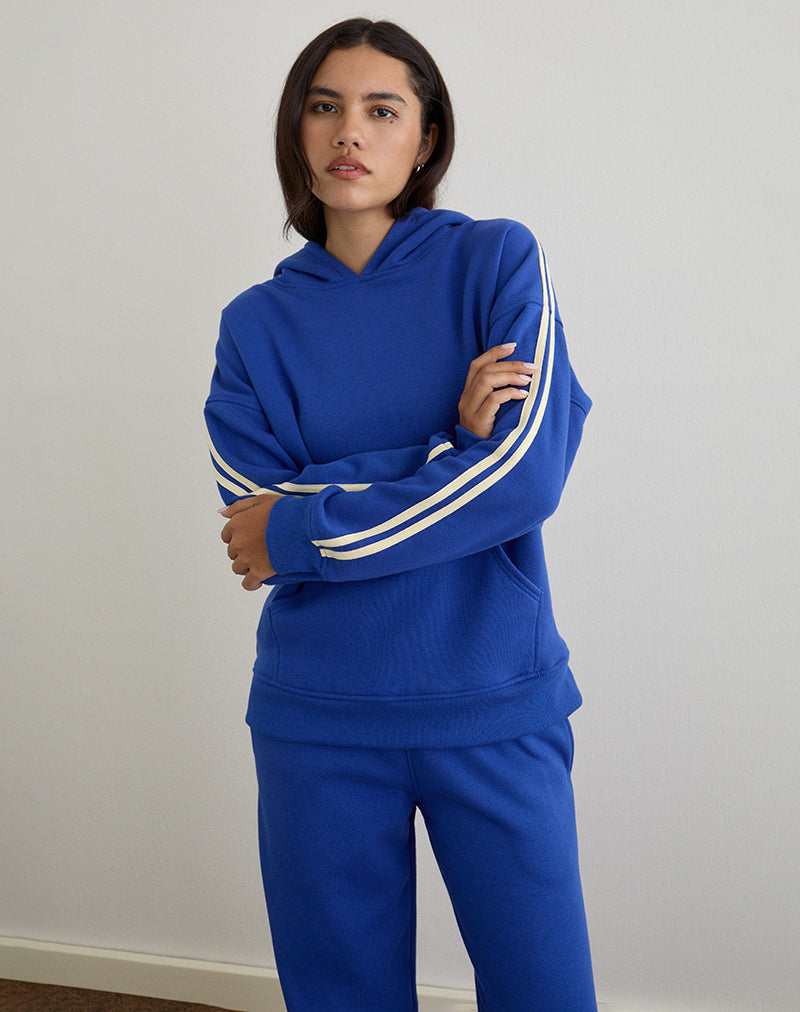 Lingwu Hoodie in kobaltblauw met karnemelkbinding