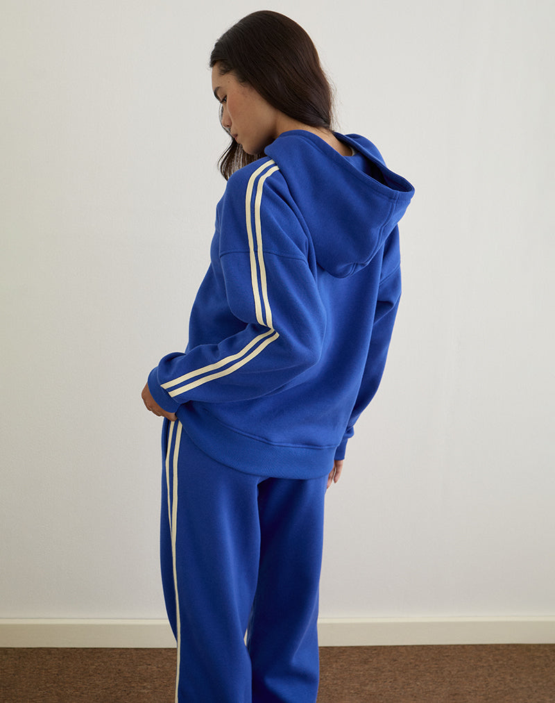 Afbeelding van Lingwu Hoodie in Kobaltblauw met Karnemelkse Binding