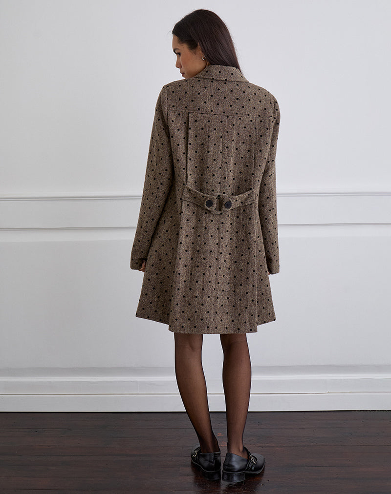Afbeelding van Lirena Longline Coat in Polka Brown