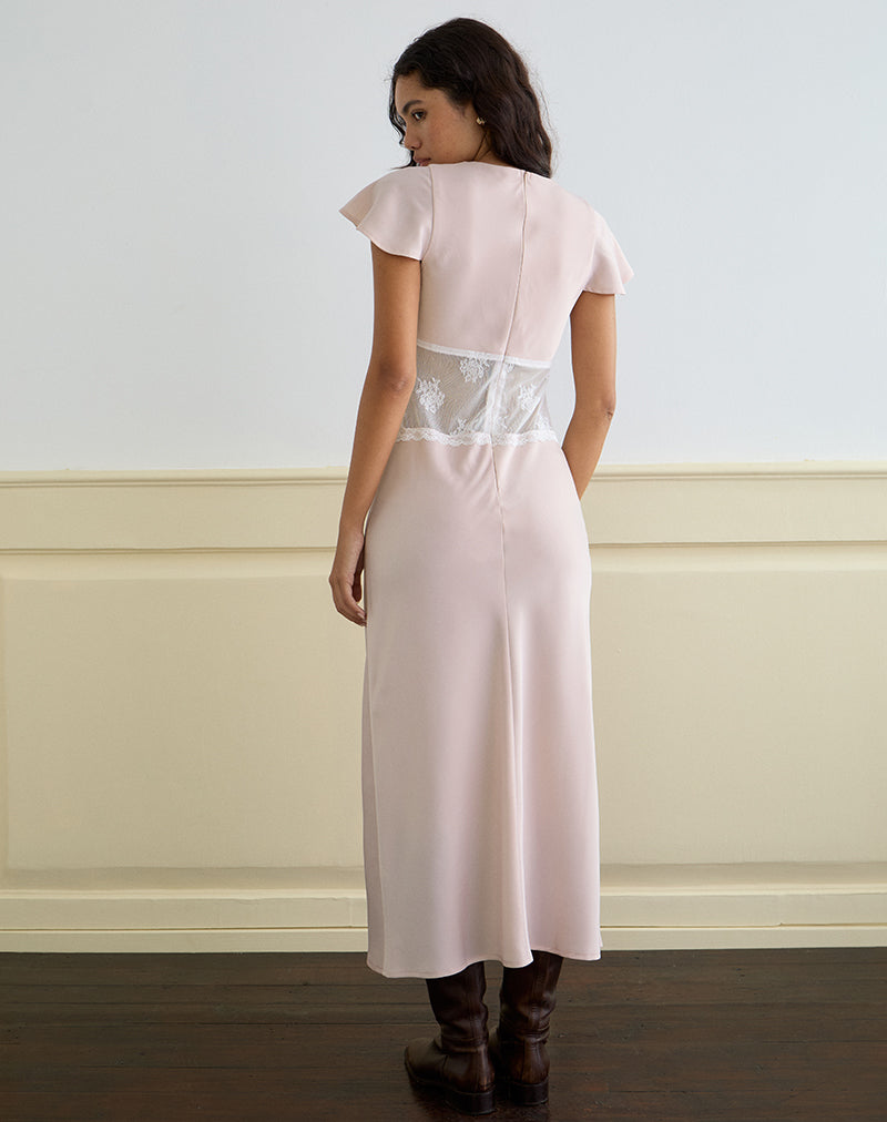 Afbeelding van Lirenda Midi-jurk in satijn babyroze