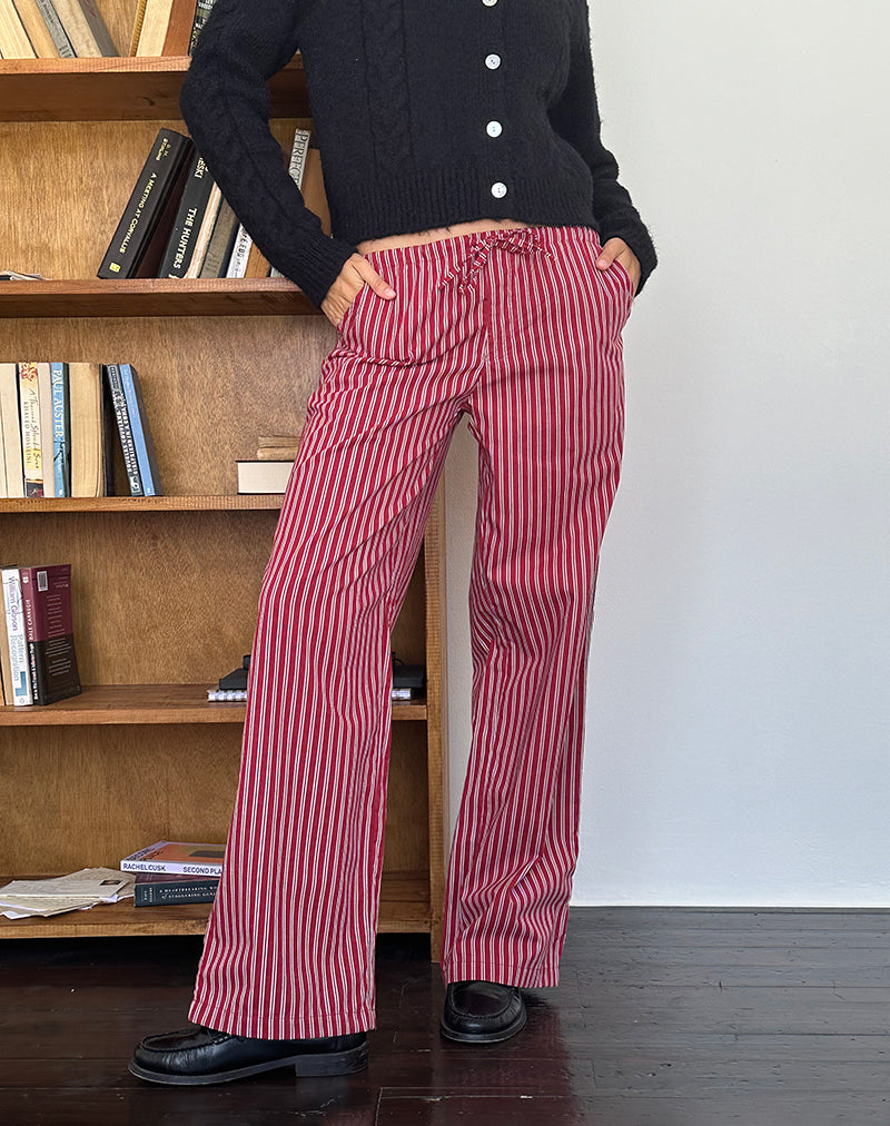Afbeelding van Lirura Vrijetijdspantalon in Maroon Stripe