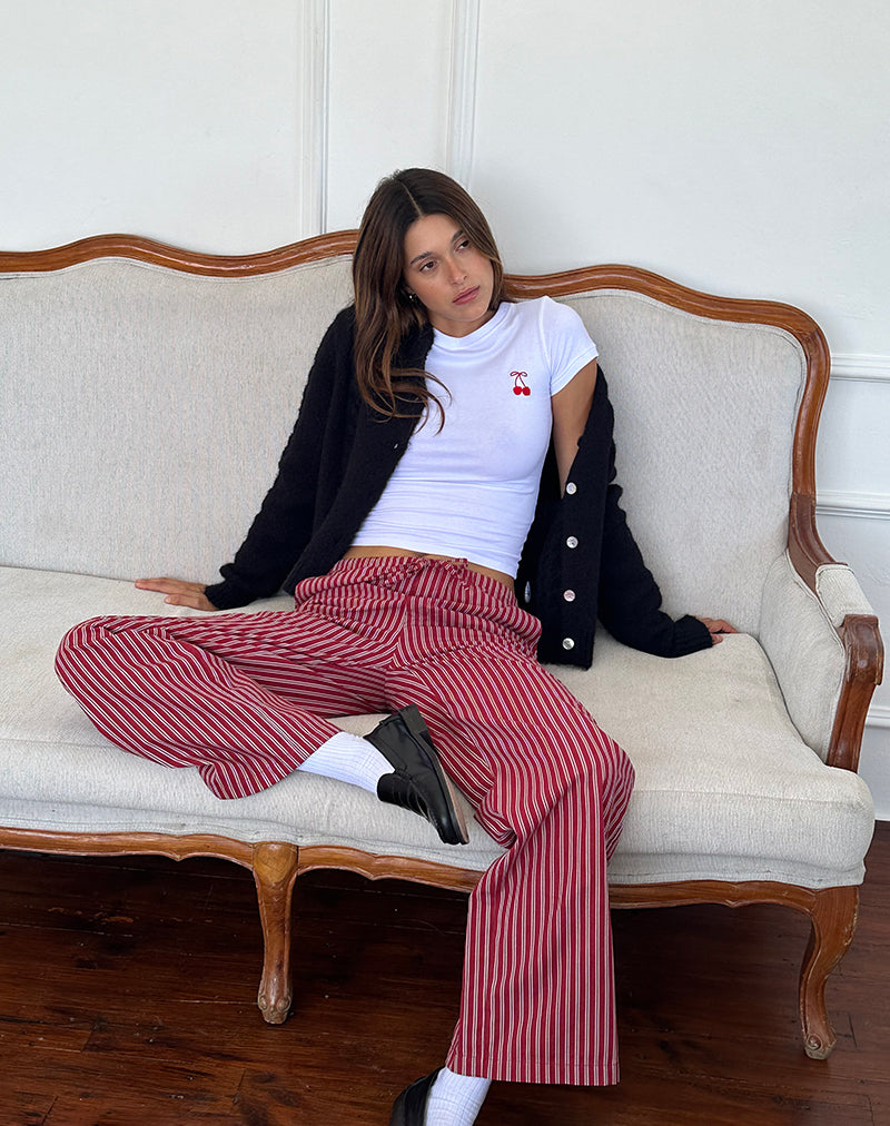 Afbeelding van Lirura Vrijetijdspantalon in Maroon Stripe