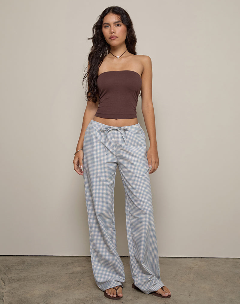 Lirura broek in Mini Gingham blauw en grijs