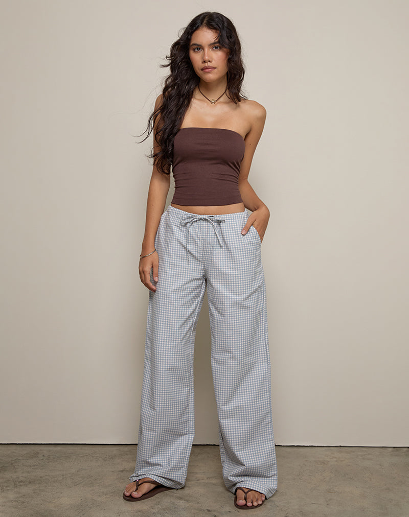 Afbeelding van Lirura Broek in Mini Gingham Blauw en Grijs