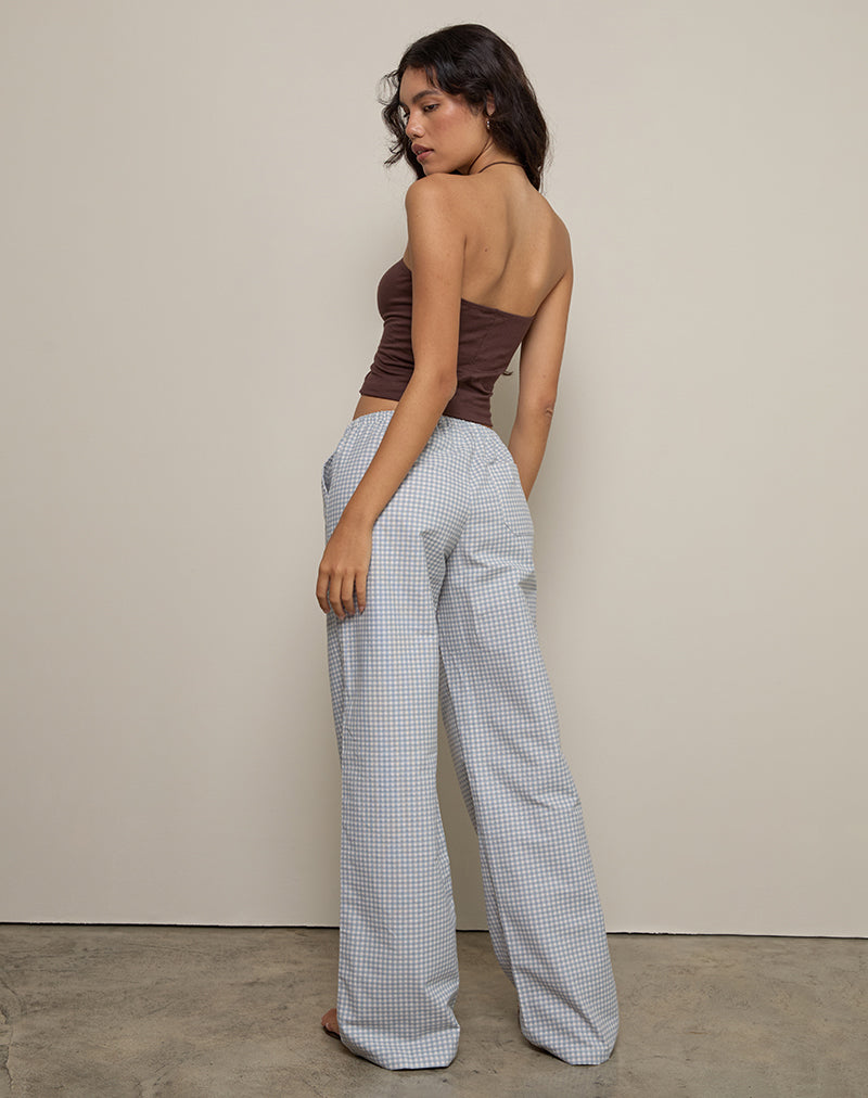 Afbeelding van Lirura Broek in Mini Gingham Blauw en Grijs