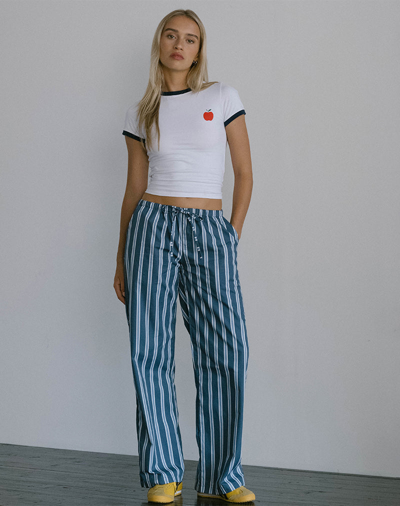 Lirura broek in popeline formele streep marine