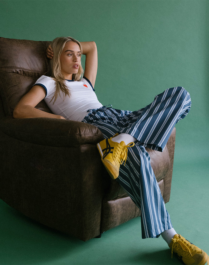 Afbeelding van Lirura broek in Popplin Formal Stripe Navy