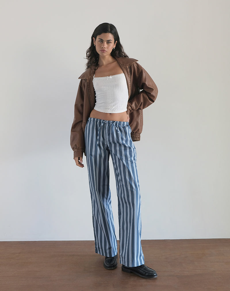 Afbeelding van Lirura broek in Popplin Formal Stripe Navy