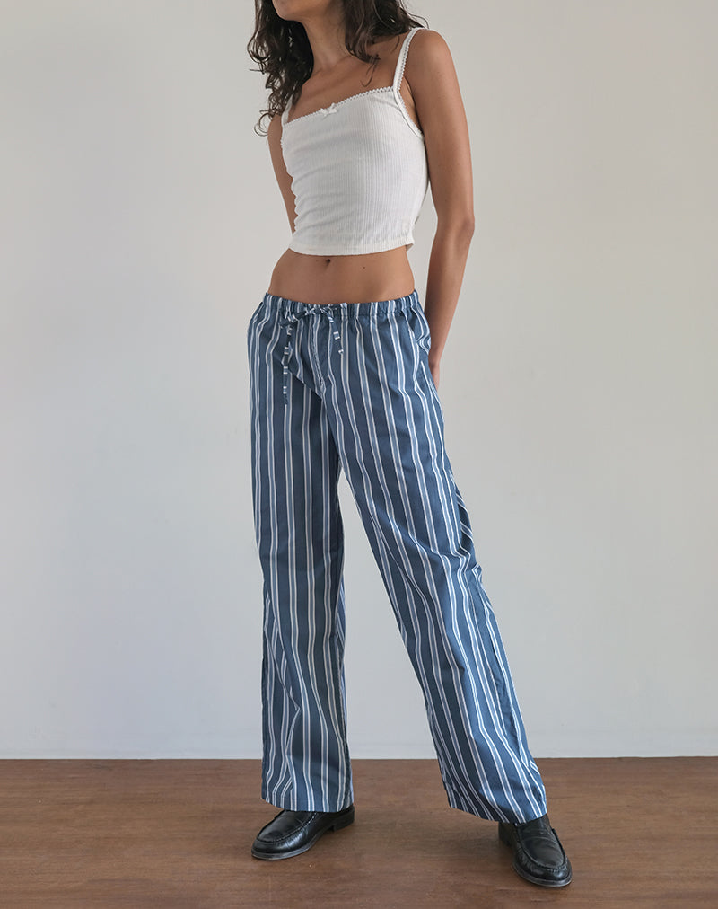 Afbeelding van Lirura broek in Popplin Formal Stripe Navy