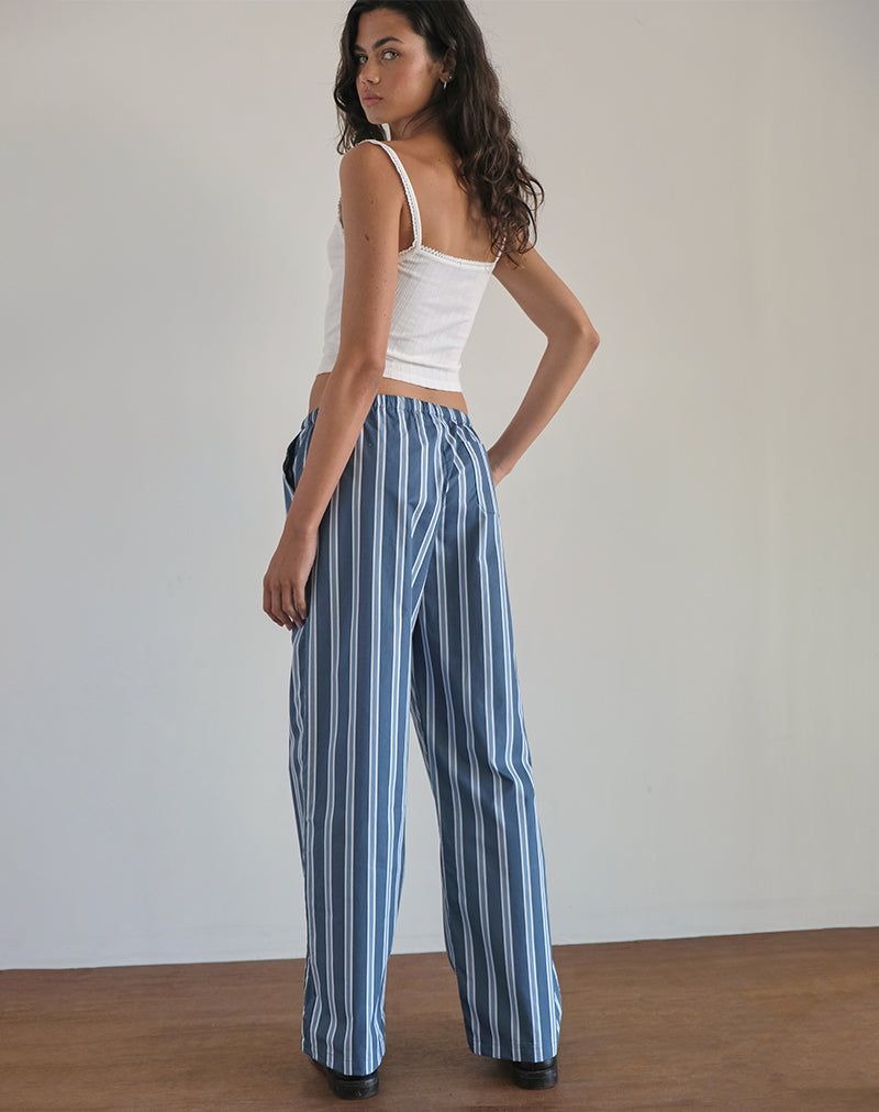Afbeelding van Lirura broek in Popplin Formal Stripe Navy