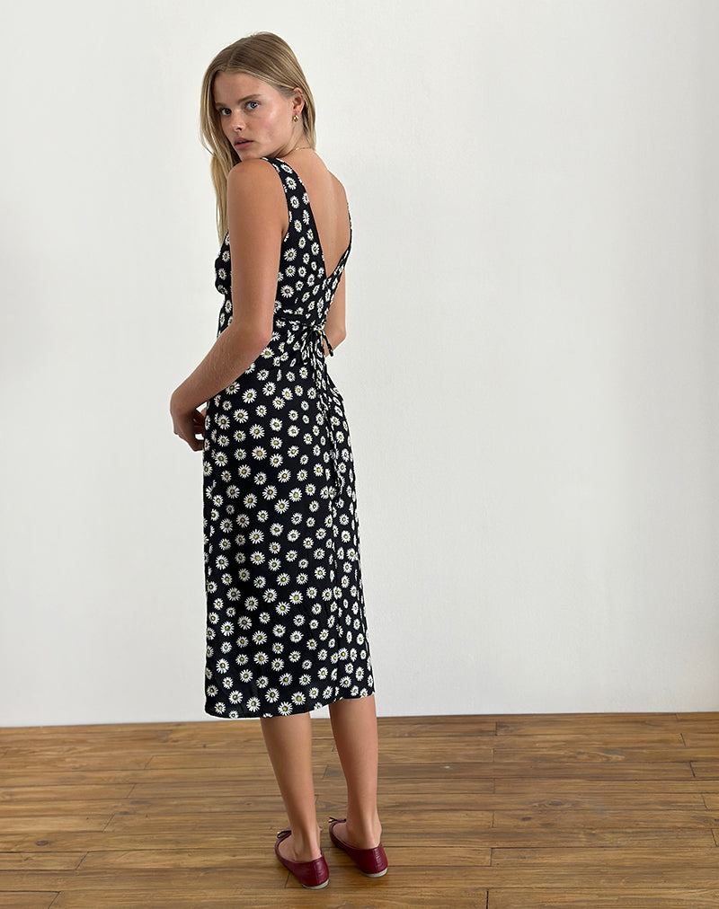Afbeelding van Lisheva Midi jurk in Grunge Daisy zwart