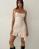 Afbeelding van Litera Ruffle Rosette Mini Dress in Crème