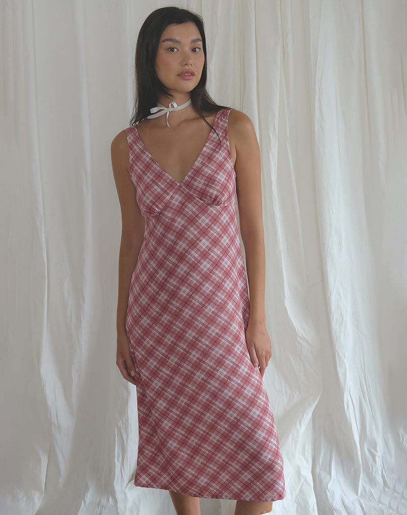 Afbeelding van Liva Midi Dress in Pink Tartan