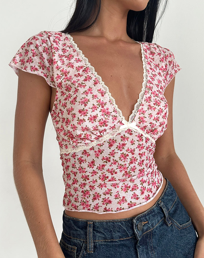 Livi Top in Gardenia Romantic met kanten randje