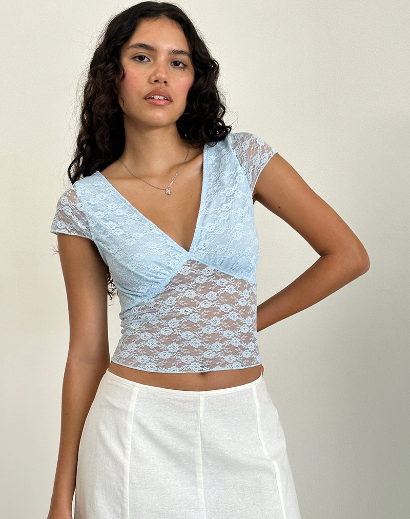 Livra Top in Klaver Kant Blauw