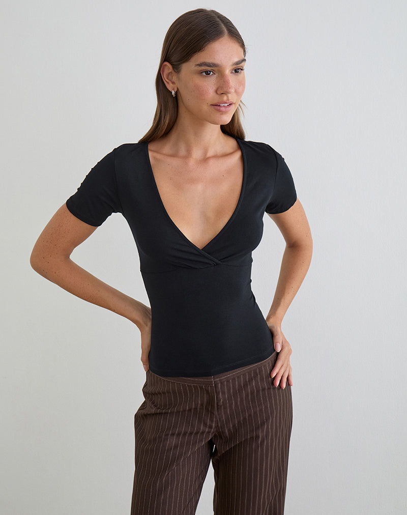 Afbeelding van Lobos Crossover Top in Rayon Jersey Zwart