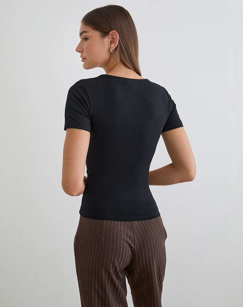 Afbeelding van Lobos Crossover Top in Rayon Jersey Zwart