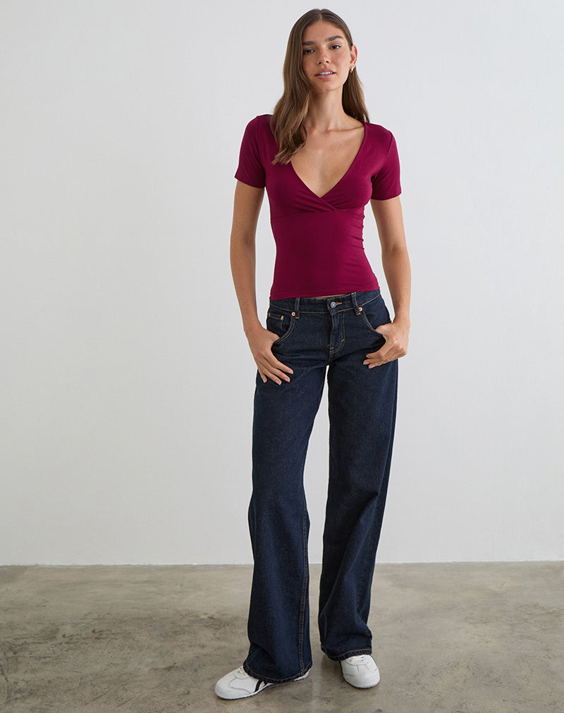 Afbeelding van Lobos Crossover Top in Rayon Jersey Burgundy