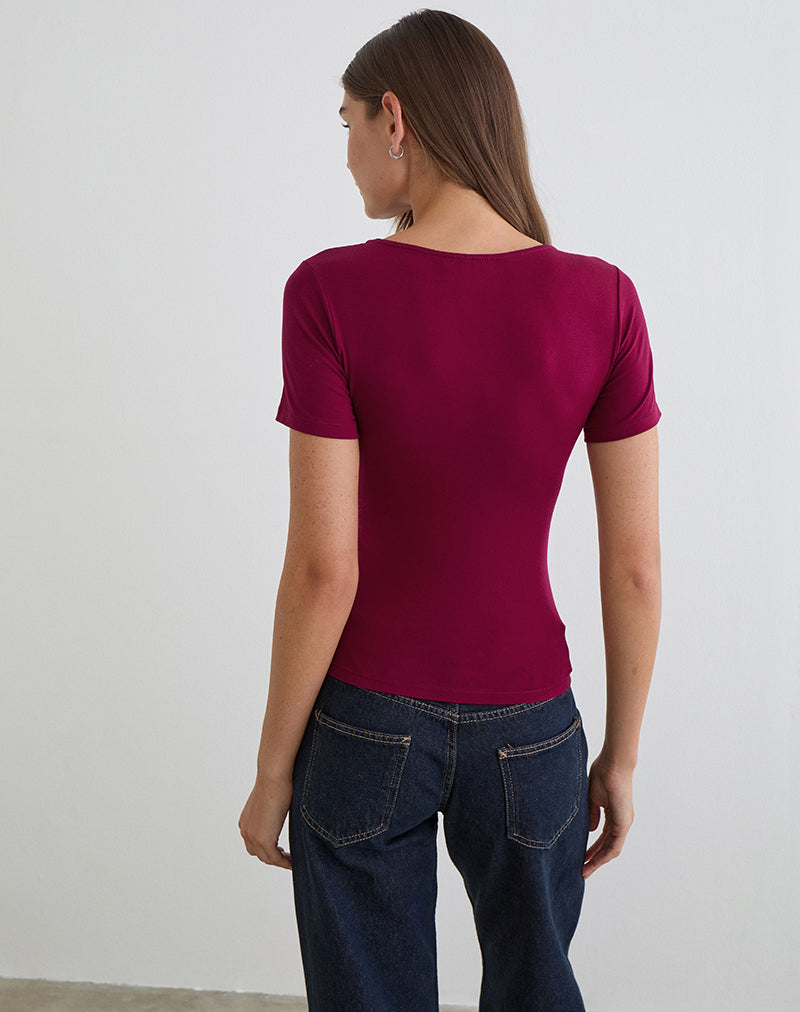 Afbeelding van Lobos Crossover Top in Rayon Jersey Burgundy