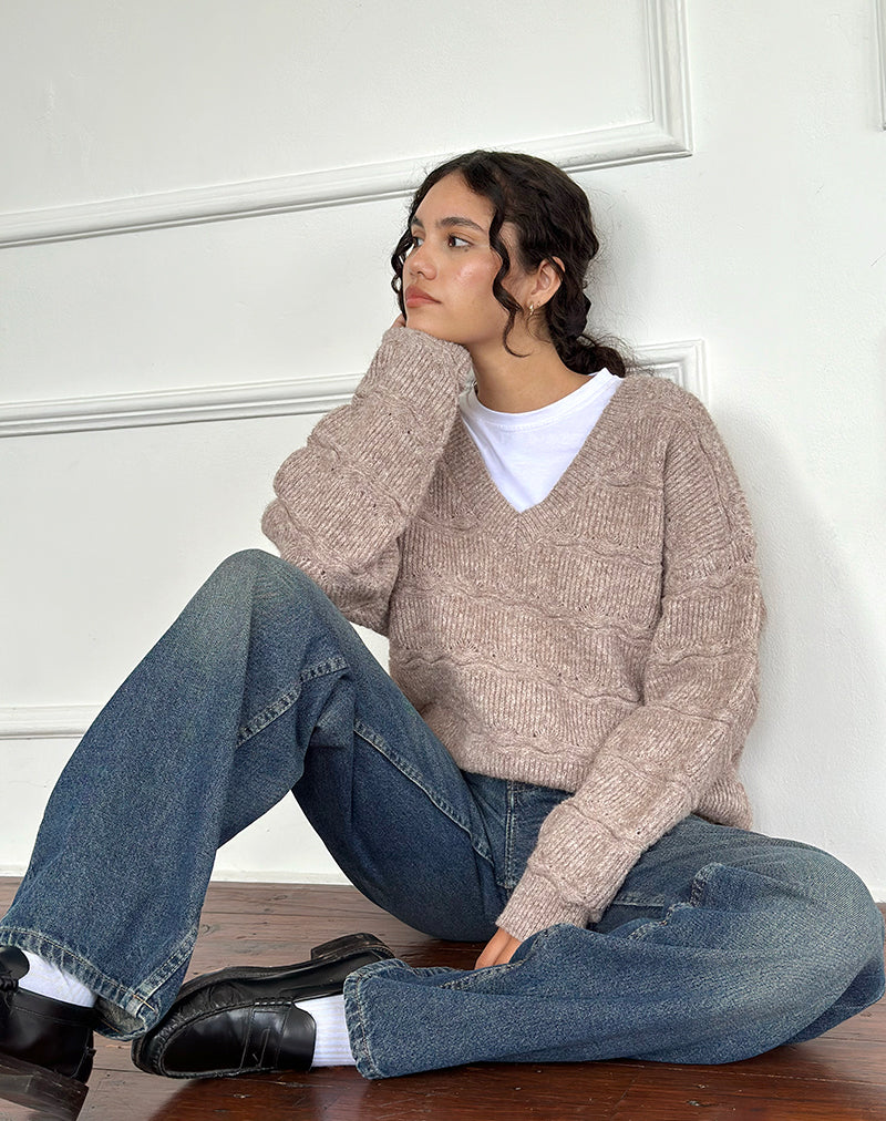 Loka oversized trui in Amandel