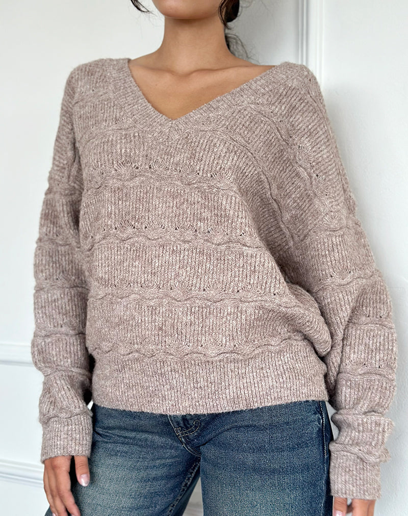 Loka oversized trui in Amandel