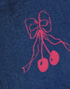 Denim Indigo met kersenboogprint
