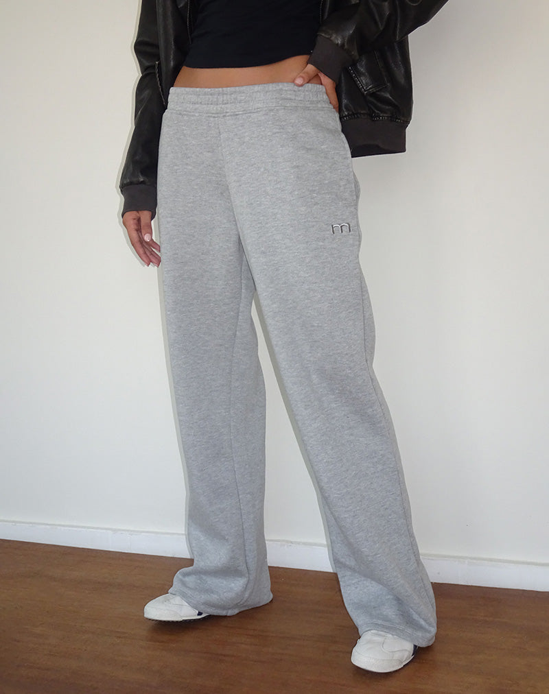 Losse Jogger in Grijs Marl met M-Borduursel