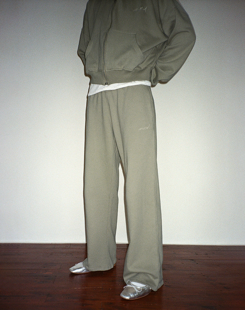 Afbeelding van Losse Jogger in London Fog met Ivory 'MOTEL' borduursel