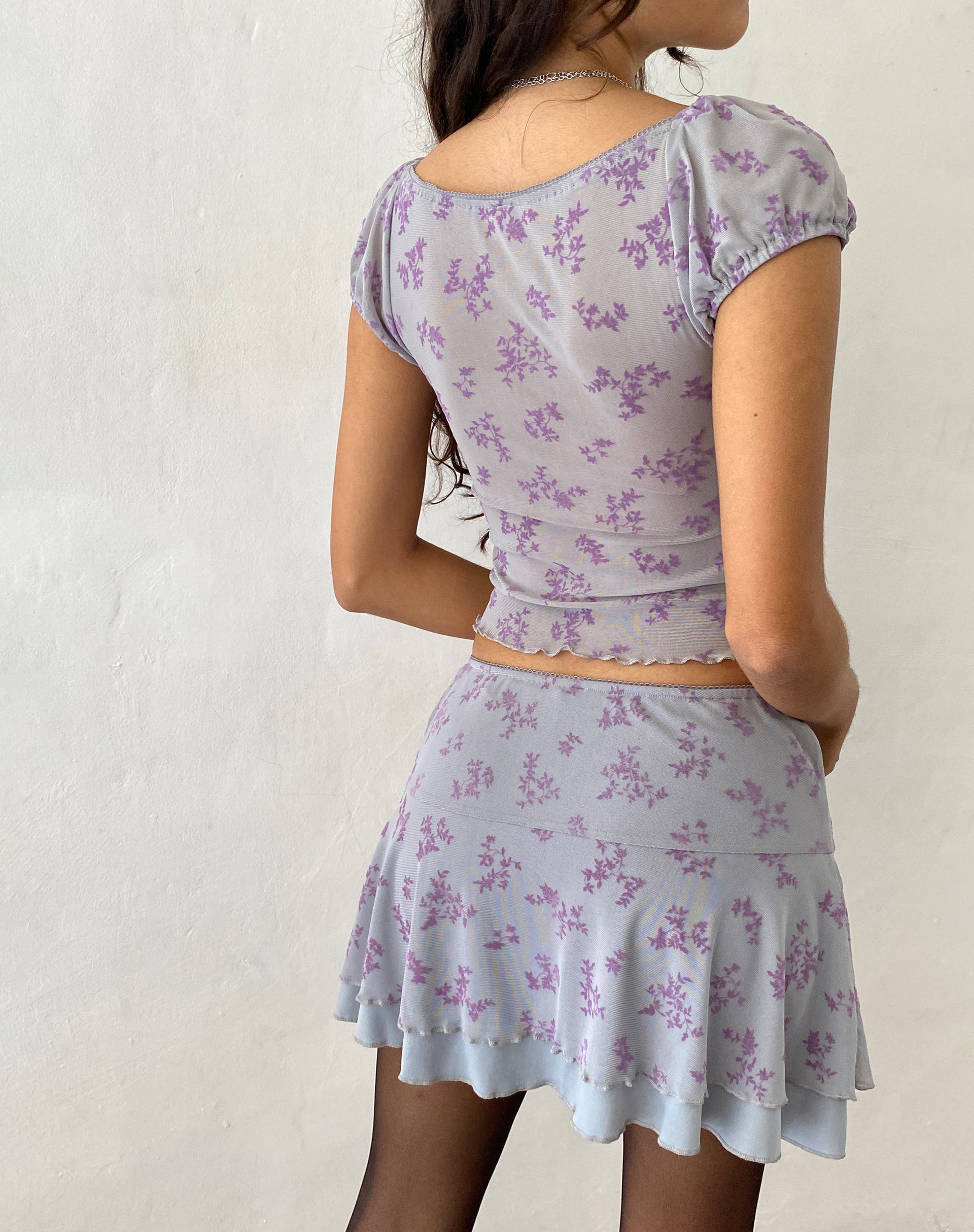 Afbeelding van Friska Mini Rok in Paars Botanist Flock