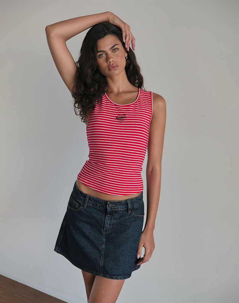 Afbeelding van Lorica Tank Top in Rood en Wit Streep met Aardbei Opdruk