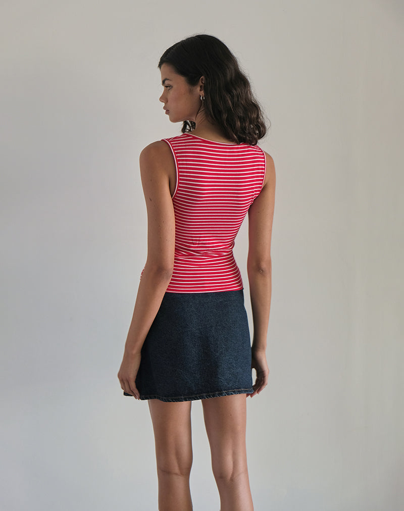 Afbeelding van Lorica Tank Top in Rood en Wit Streep met Aardbei Opdruk