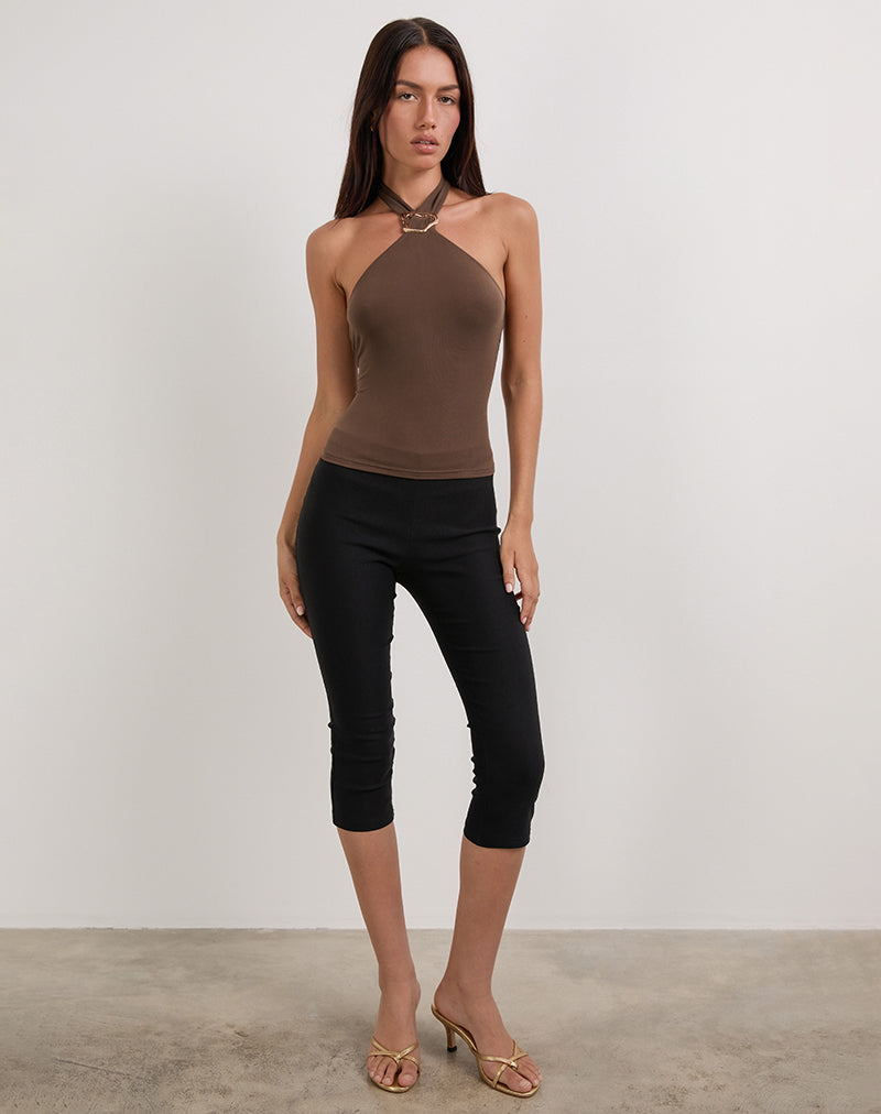 Afbeelding van Lorie Halter Top in Cupro Bittere Chocolade