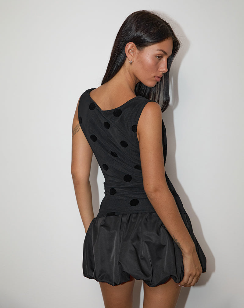 Afbeelding van Losa Cowl Top in Grote Polka Flock Zwart