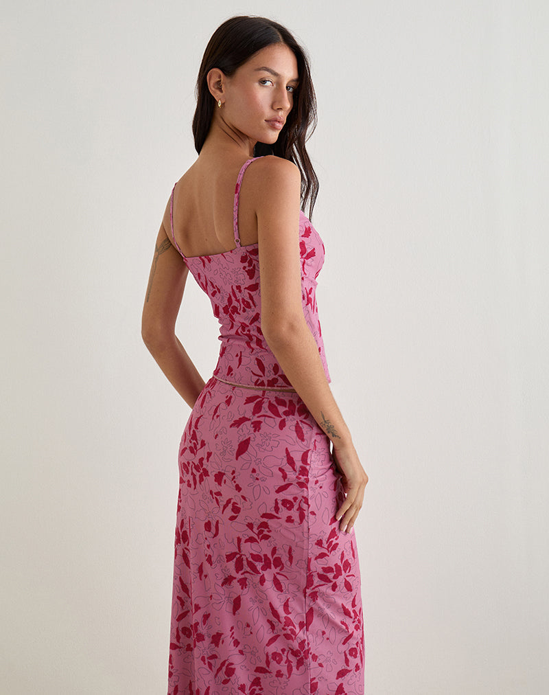 Afbeelding van Lotus Cami Top in Stencil Bloem Roze