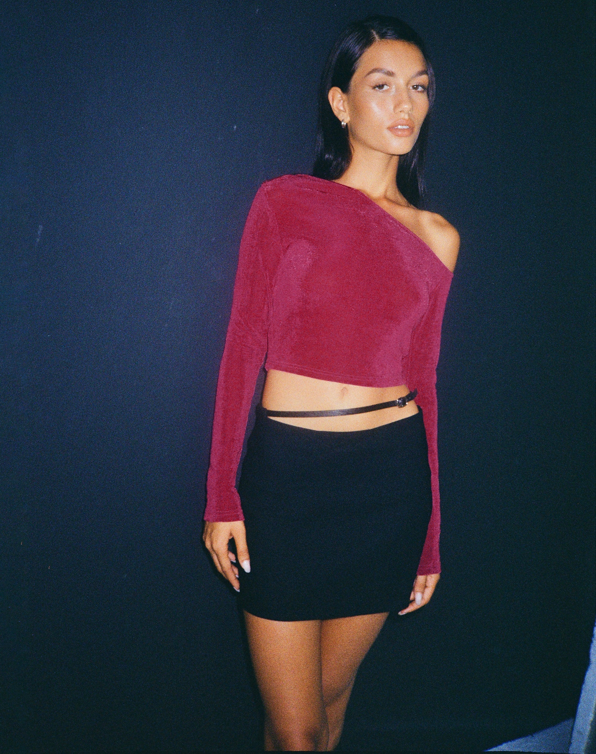 Afbeelding van Lousa Crop Top met lange mouwen in Magenta Purple