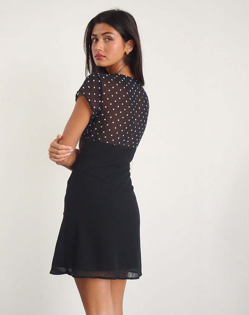 Afbeelding van Lovita Mini Dress in Basic Polka Zwart