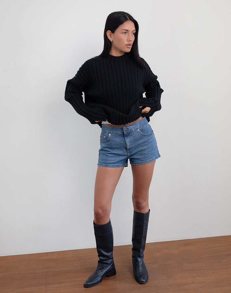Afbeelding van Low Rise Denim Hot Pants in Bay Blue