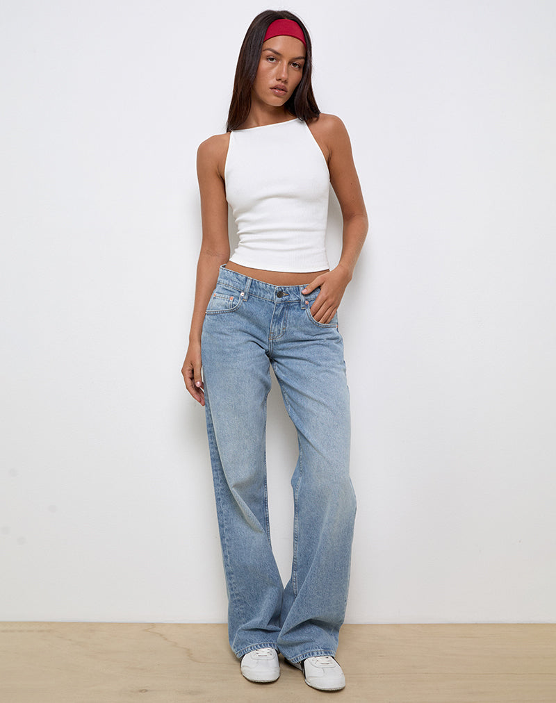 Low Rise Parallel Jeans In Helder Blauw Gebruikt