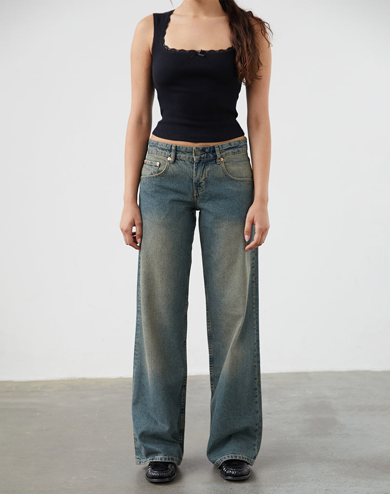 Afbeelding van Low Rise Parallel Jeans in Bruin Blauw Acid